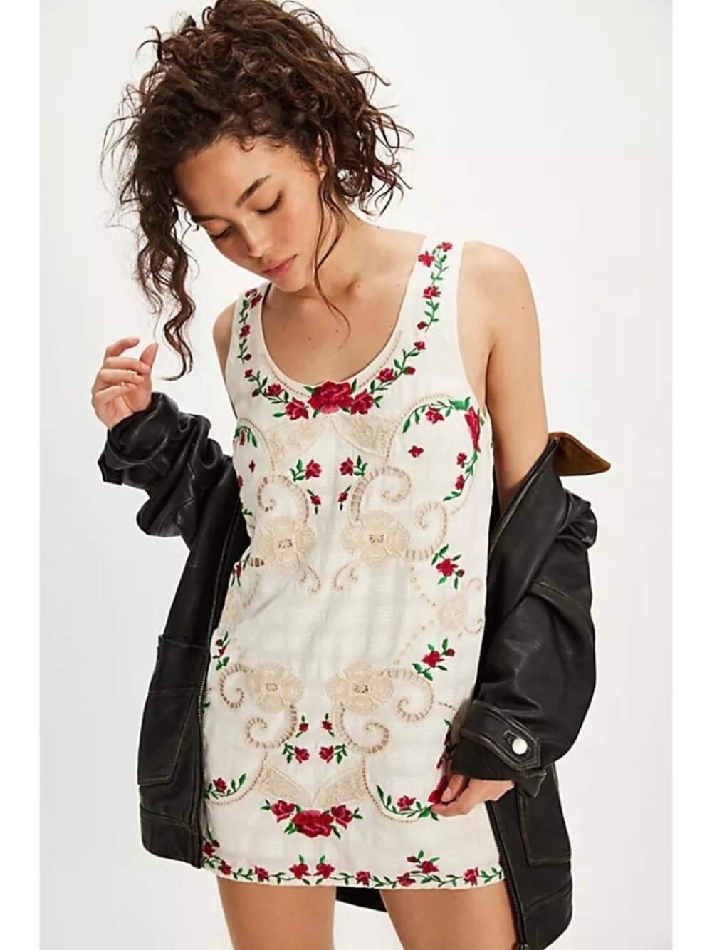Free People Valeria Mini Dress Boho Chic Embroidered Festival Whimsical Womens M